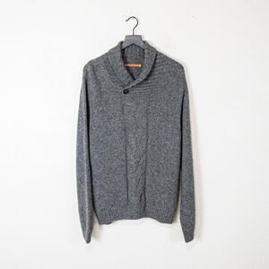 KUNA Peru Men's Baby Alpaca Shawl collar sweater cable knit size L